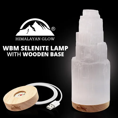 Miniatura 2 de Himalayan Glow Lámpara de cristal selenita de 7.9 in, estación de carga marroquí curvada a mano, cristales y piedras curativas, cable eléctrico