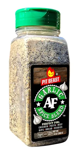 Pit Beast Sabor impresionante de ajo: condimento para barbacoa de ajo, sal y pimienta | Mezcla de especias de sabor extremo de ajo para todo uso |