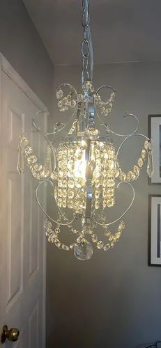 Miniatura 5 de Candelabro enchufable mini lámpara cromada 1 lámpara elegante lámpara de techo de hierro de cristal para dormitorio, baño, comedor, sala de estar
