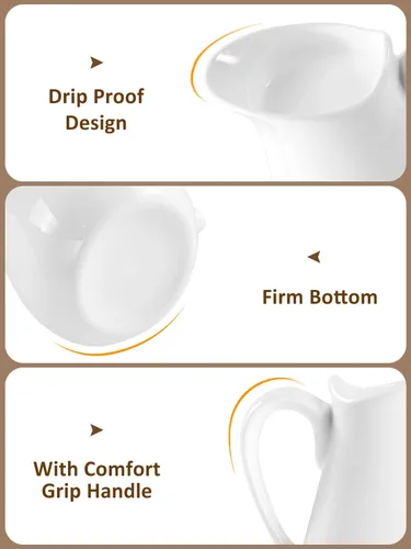 Miniatura 7 de Jarra de crema de leche de porcelana de 17 onzas con asa, crema blanca, apta para microondas y congelador