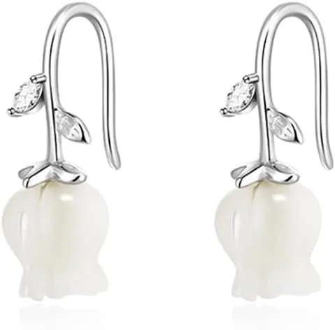 Miniatura 9 de Reffeer Aretes de plata de ley 925 maciza con diseño de flores para mujer