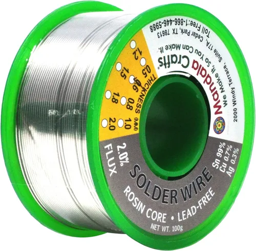 Mandala Crafts Sn99 Ag0.3 Cu0.7 0.6mm 0.8mm 1mm 1.5mm. Cable de soldadura sin plomo con núcleo de colofonia flux
