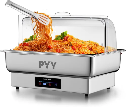 Miniatura 9 de PYY Plato Calentador Eléctrico, Juego de Chafing Dish de Tapa Enrollable para Buffet, Juego de Servidor Calentador Chafer para Catering, Buffets