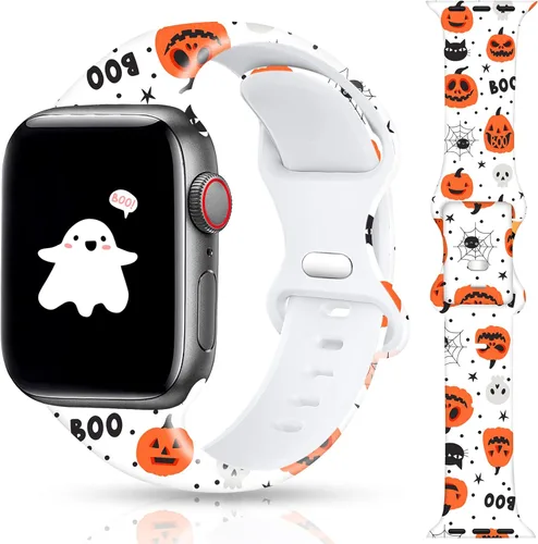 Miniatura 21 de Correa de reloj de Navidad para Halloween compatible con Apple Watch Band de 1.496 in, 1.575 in, 1.614 in, 1.654 in, 1.732 in, 1.772 in, iWatch