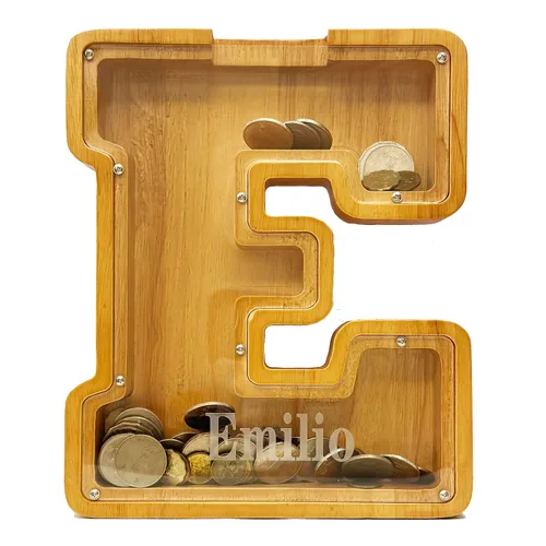 Miniatura 3 de Alcancía Personalizada de Madera con Alfabeto - Alcancía para Niños - Alcancía para Niños y Niñas - Alcancía de Monedas - Banco - Puede Usarse como