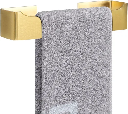 NearMoon Toallero de mano autoadhesivo/anillo de toalla, barra de toalla de mano de acero inoxidable resistente al óxido, adhesivo en la pared, Oro
