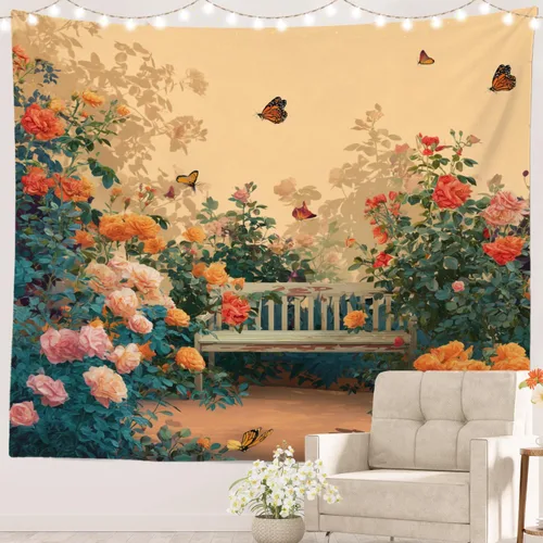 Miniatura 59 de Batmerry Tapiz de pintura abstracta apagado, trazos de expresión artística arte de pared, decoración para colgar, fibra de poliéster, blanco