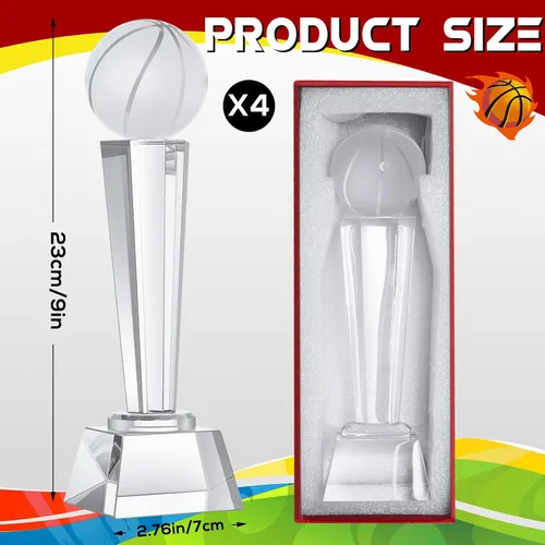 Miniatura 2 de Meooeck Trofeo de cristal con caja de regalo de 9.1 x 2.8 pulgadas, pisapapapeles para escritorio, decoración de mesa grande para torneos