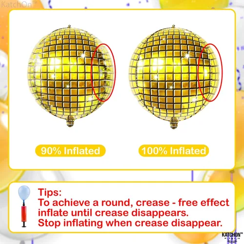 Miniatura 4 de KatchOn, Globos de bola de discoteca dorados, paquete de 6 de 22 pulgadas, globos de discoteca 4D para decoraciones de fiesta de cumpleaños doradas