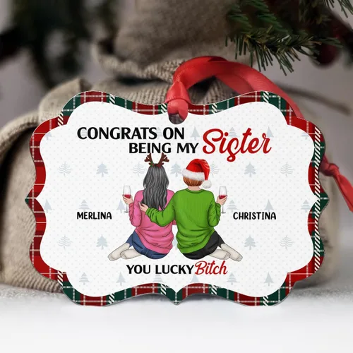 Miniatura 6 de Adorno de Bestie, Congrats On Being My Bettie You Lucky - Adorno de Navidad personalizado, regalos para alma gemela, árbol de Navidad colgante