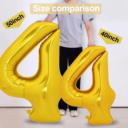 Miniatura 3 de TONIFUL Globos grandes de 50 pulgadas con números dorados del 0 al 9, globo digital grande de Mylar número 4 digital cuatro para fiestas
