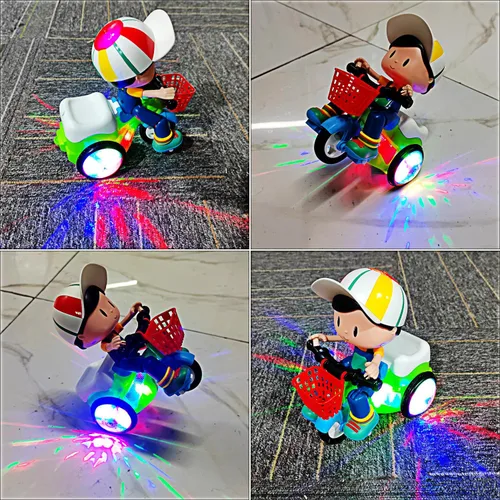Miniatura 4 de Tipmant Triciclo Eléctrico para Bebés y Niños Pequeños Juguete de Motocicleta de Dibujos Animados Vehículo con Acrobacias, Música, Luces Luminosas