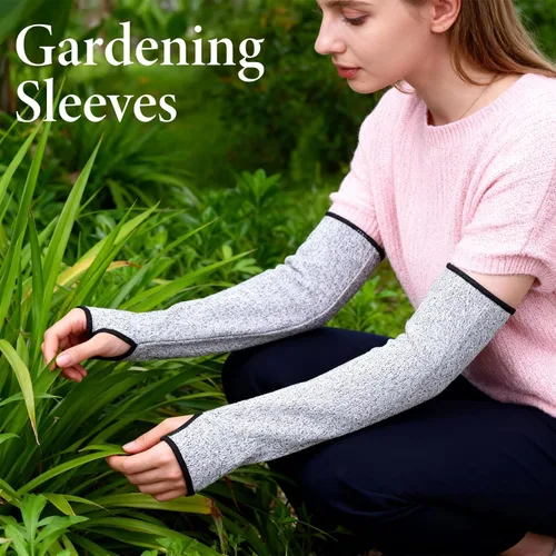 Miniatura 6 de SHENLIU 6 pares de mangas resistentes a cortes para brazo con orificio para el pulgar, mangas de protección de antebrazo de 18 pulgadas, protección