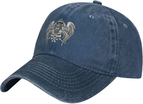 Sombrero de vaquero de moda para hombre y mujer, ajustable para cuatro estaciones, gorra de béisbol del infierno con ángel, azul marino, Azul marino