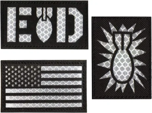 Miniatura 6 de Parche reflectante EOD para eliminación de artillería explosiva, parche militar, insignias tácticas, parches de gancho y bucle, 3.15 x 1.97