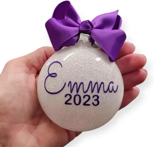 Miniatura 18 de Adorno de Navidad personalizado relleno de purpurina hecho a medida, regalo ideal para fiesta de intercambio de regalos de oficina (Aqua)