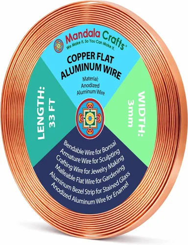 Miniatura 16 de Mandala Crafts Alambre de aluminio anodizado plano de 0.118 in para fabricación de joyas, alambre de bisel negro flexible de color de 33 pies