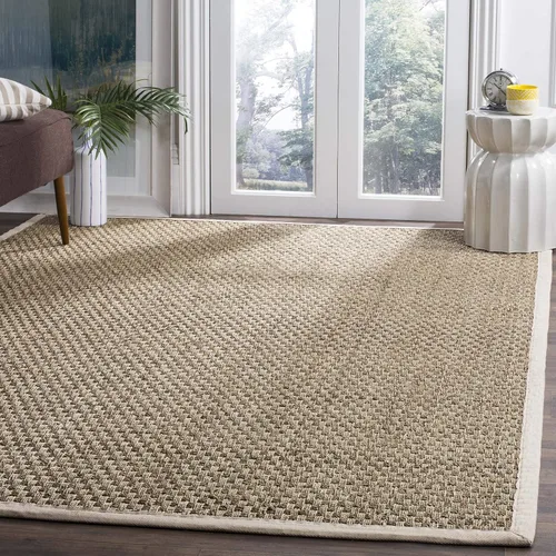 Miniatura 124 de Safavieh Natural Fiber NF114P - Alfombra redonda de hierba marina, tejido de canasta, con borde, de 244 cm, color gris Natural/ gris