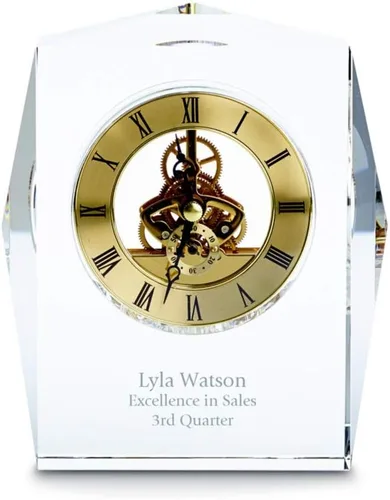 Miniatura 10 de Baudville Reloj de esqueleto arqueado con acento azul, grabado personalizado de hasta tres líneas y selección de versos preescritos Arqueado azul