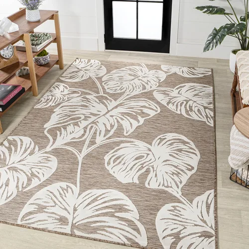 Miniatura 13 de Eyely CWH100C-28 Hawaii Tobago - Alfombra de pasillo de dos tonos con hoja de Monstera para interiores y exteriores, bohemia; moderna, dormitorio