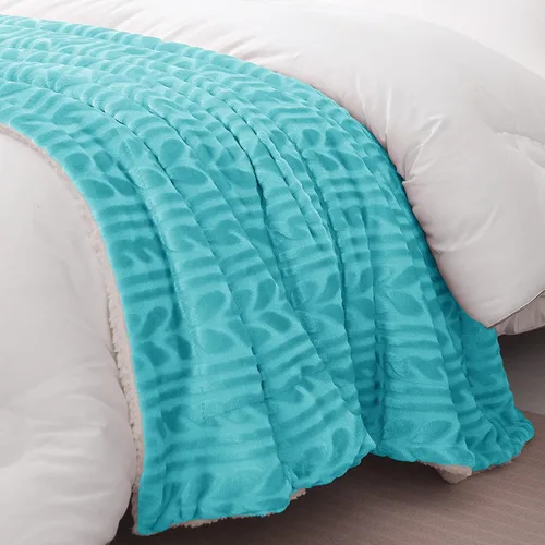Miniatura 5 de Exclusivo Mezcla - Manta de forro polar sherpa reversible, mantas de lujo de terciopelo mullidas y suaves para sofá, 50 x 70 pulgadas, color azul
