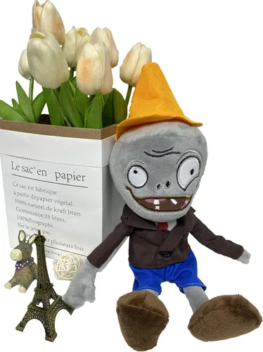 Miniatura 7 de JHESAO 12 "PVZ Felpa Conehead Zombies Brown Coat Juguetes PVZ 1 2 Peluche Suave Muñeca Roadblock Conehead Zombie Nuevo