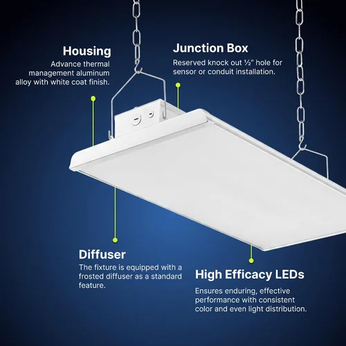 Miniatura 4 de Konlite - Luces de tienda LED lineales de 2 pies, 105W, 14,170 lm de techo de bahía para uso comercial e industrial, luces de tienda sin