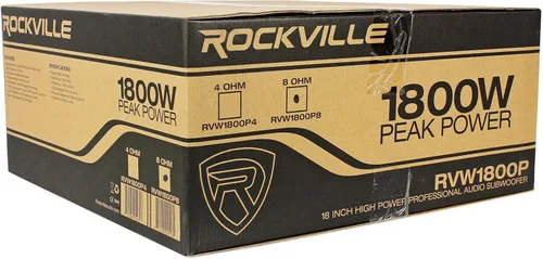 Miniatura 5 de Rockville RVW1800P4 1800W 18 pulgadas 4-Ohm Raw DJ Subwoofer, 900W RMS, bobina de voz CCAW de 3 pulgadas de 4 capas, cono reforzado con Kevlar, imán