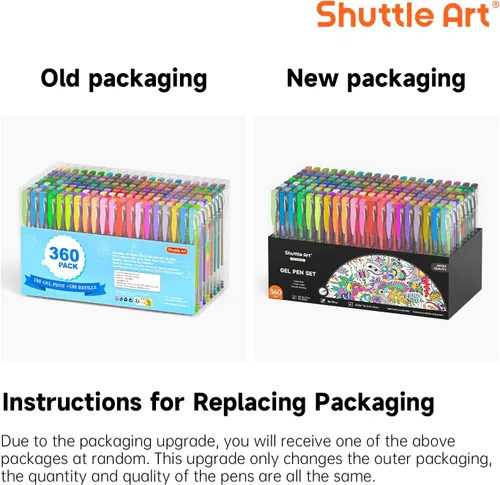 Miniatura 8 de Paquete de 360 bolígrafos de gel de 180 colores distintos, de Shuttle Art, más 180 recambios, perfecto para los libros de colorear para adultos