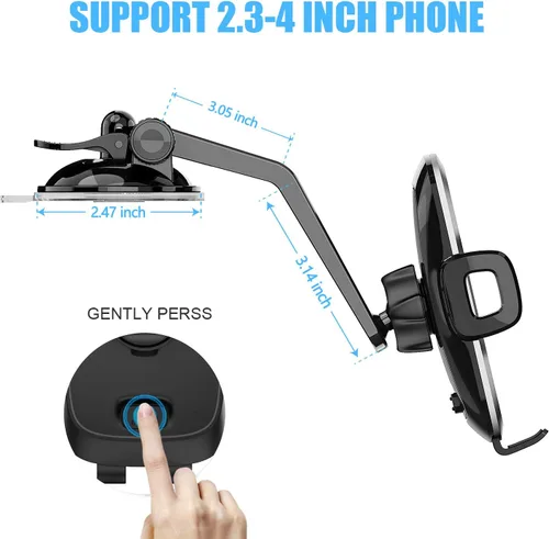 Miniatura 7 de Soporte universal curvado con ventosa para tablero de instrumentos para automóvil, rotación de 360 grados, compatible con iPhone 13 Pro Max, 12 Pro