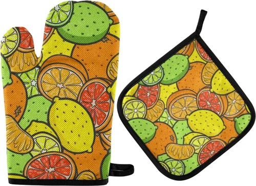 Miniatura 77 de ZZXXB Spring Bird - Guantes de cocina dobles con diseño floral de mariposa, resistentes al calor, antideslizantes, extra largos de 7 x 35 pulgadas