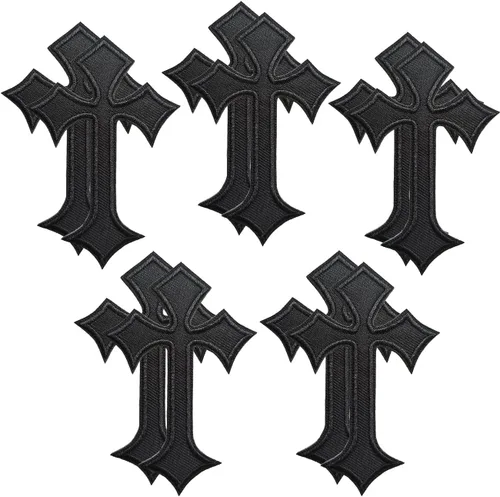 Parche cruzado para planchar, 10 piezas de parches bordados de cruz SPRT con apliques negros para ropa, chaquetas, mochilas, jeans