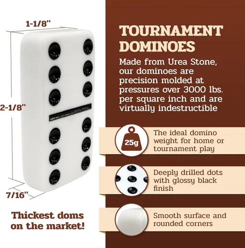 Miniatura 8 de Alex Cramer Le Club - Juego de dominó de lujo con estuche de nogal hecho a mano y cuna/encimera, calidad de torneo 28 indestructibles