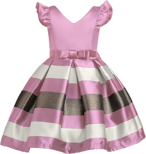 Miniatura 7 de NSSMWTTC 2-10T - Vestidos de rayas para niñas pequeñas, vestido de fiesta de boda de Navidad