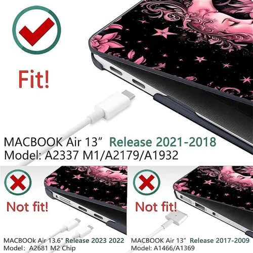 Miniatura 7 de para MacBook Pro de 13 Pulgadas Versión 2013-2015 Modelo A1425/A1502 Estuche para Computadora Negro, Estuche Rígido para Laptop de Patrón Premium