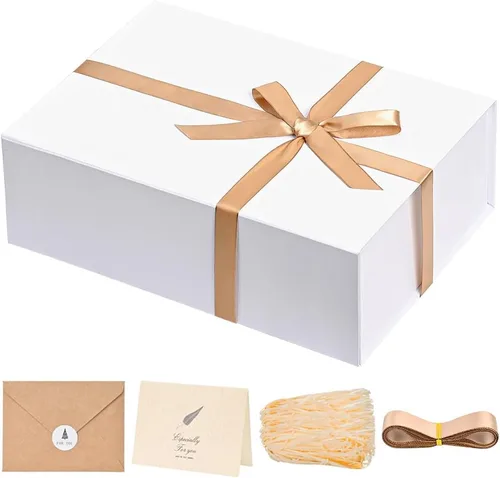 Miniatura 36 de LIFELUM Caja de regalo de 13.5 x 10 x 4 pulgadas, caja de regalo grande con tapas magnéticas, cajas de regalo negras para regalos de graduación