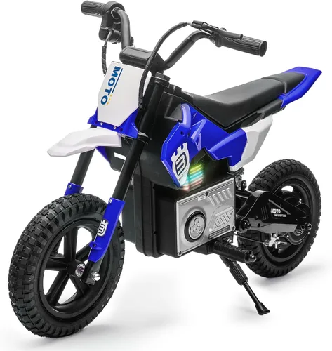 Blitzshark Motocicleta Eléctrica de Tierra de 24 V para niños, motocicleta eléctrica con motor de 200 W de 5 a 12 años, motocicleta eléctrica para