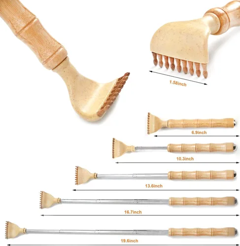 Miniatura 6 de Rascador de espalda, rascador de espalda de bambú extensible portátil para hombres y mujeres con hermoso embalaje de regalo, rascador corporal