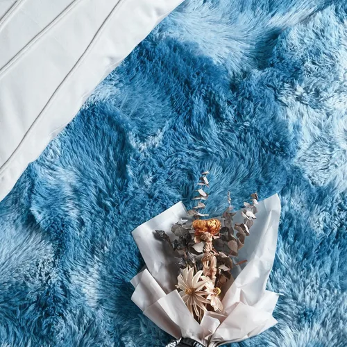 Miniatura 23 de FlyDOIT Alfombras Grandes para Sala de Estar, 5x8 Pies Alfombra Shaggy Teñida con Tie-Dye Gris Oscuro, Alfombras Mullidas Tipo Manta, Alfombras