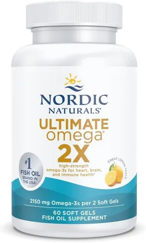 Miniatura 10 de Cápsulas Nordic Naturals Ultimate Omega 2X, sabor a limón, 2,150 mg de omega-3, aceite de pescado de alta potencia, con EPA y DHA, promueve la salud