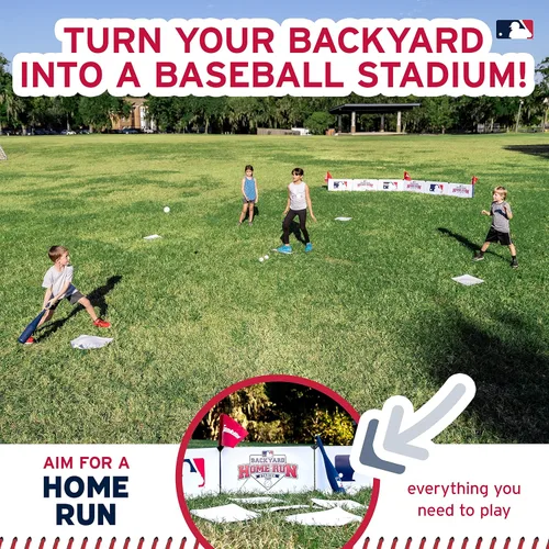 Miniatura 4 de Franklin Sports MLB - Estadio de béisbol para niños en el patio trasero - Juego de béisbol de plástico para niños con paredes de jonrón, bate, bolas