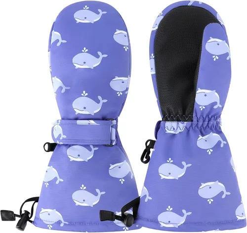 Miniatura 10 de Duoyeree Guantes impermeables para niños y niñas, con forro polar, para invierno, nieve, esquí, aislamiento grueso para clima frío
