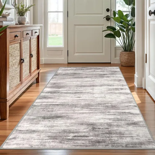 Miniatura 123 de KOZYFLY – Alfombra de pasillo moderna y lavable de diseño abstracto verde, 2 x 5 pies, antideslizante, suave y de pelo corto, ideal para cocina