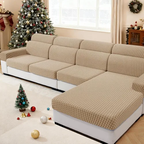 Miniatura 22 de MAXIJIN Fundas de cojín para sofá seccional, funda de cojín elástica para sofá, lavable, protector de muebles con parte inferior elástica y correa