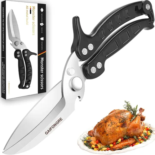 Tijeras para Aves de Corral de Alta Resistencia, Tijeras de Cocina, Tijeras de Cocina de Acero Inoxidable Multiusos para Pavo de Navidad, Pollo,