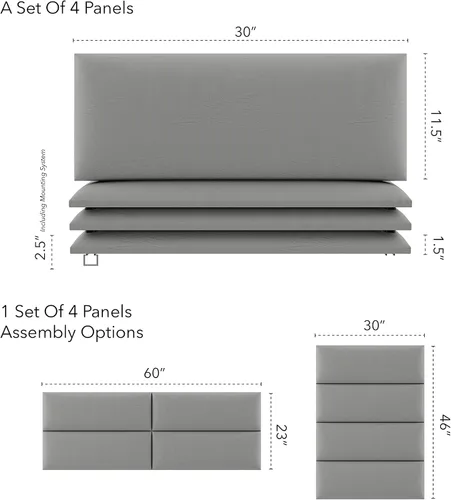 Miniatura 43 de Vant - Paneles tapizados para pared - Cabeceros montados en la pared tamaño King/Cal King - Cuero vintage blanco tórtola - Twin/King - Juego de 4