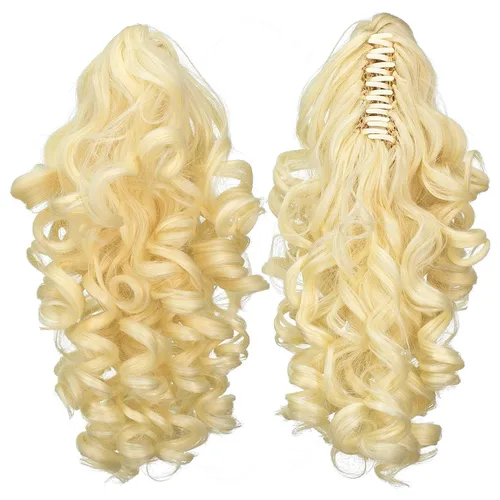 Miniatura 8 de SWACC 12-Pulgadas Extensiones de Cola de Caballo Cortas con Rizos de Tornillo y Pinza de Gancho Extensiones de Cabello Sintético con Cordón