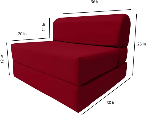 Miniatura 2 de D&D Futon Furniture Cama plegable de espuma para silla de dormir, sofá cama portátil para invitados, 6 x 36 x 70 pulgadas, color rojo