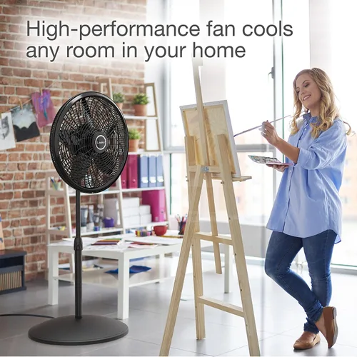 Miniatura 7 de Lasko Pedestal oscilante y ventiladores de soporte, blanco de 16 pulgadas y negro de 18 pulgadas