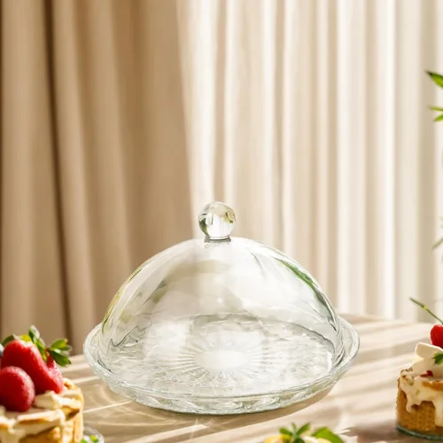 Miniatura 9 de kanpura Soporte para tartas de cristal transparente de 7 pulgadas con tapa, soporte para tartas de cristal cubierto versátil soporte de postre